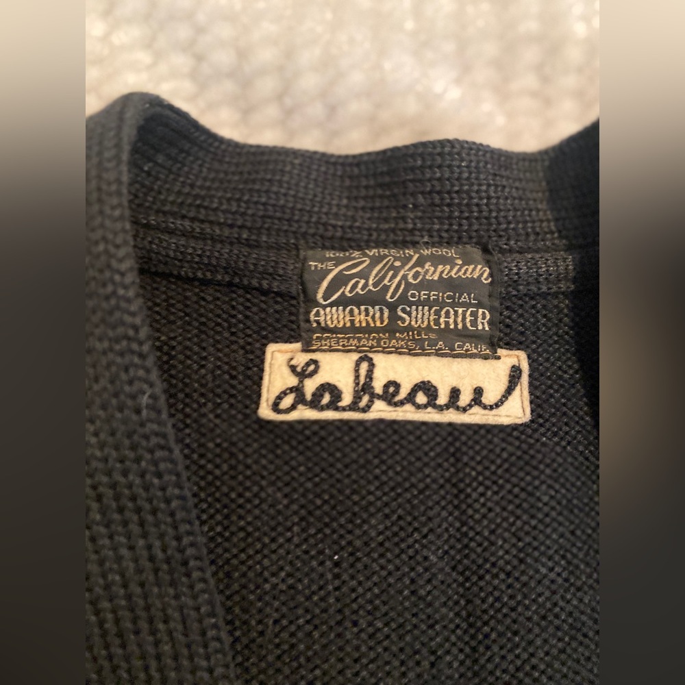 Rare 50’s Vintage Californian Official Award Cardigan 100% Virgin Wool SF - Picture 6 of 9